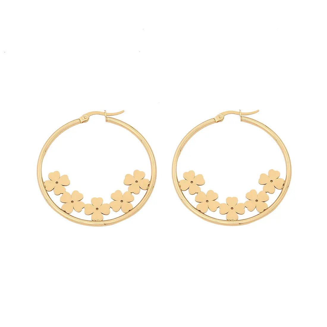 Gold Earrings Stainless steel hoop earrings butterfly flower shapegold big hoop earrings