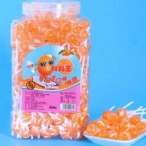Forma de bola de alta calidad Halal Orange Peel Sabor Mini Lollipop Sweet Candy