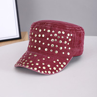 Gorra de béisbol vintage de algodón lavado con remaches metálicos europeos, unisex, personalizada, en stock, al por mayor, para adultos