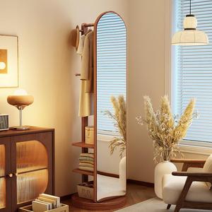 Staffa girevole moderno in legno massiccio <span class=keywords><strong>specchio</strong></span> da pavimento con <span class=keywords><strong>appendiabiti</strong></span> <span class=keywords><strong>specchio</strong></span> in legno per soggiorno - Product Image 1