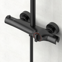 Mitigeur de douche thermostatique moderne Salle de bain Noir mat Ensemble de robinet de douche rond 10 pouces Système de douche à effet pluie