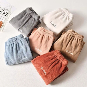 Plus Velours Rembourré Chaud Pyjama Pantalon Femmes Automne Hiver Tricoté Maison Porter Des Vêtements De Nuit pour Dormir Corail Velours Pantalon - Product Image 4