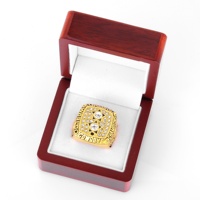 Cincin Kejuaraan Dallas Cowboys 1977 Grosir, Perhiasan Unisex Lapis Emas/Perak dari Paduan Logam dengan Kotak Kayu