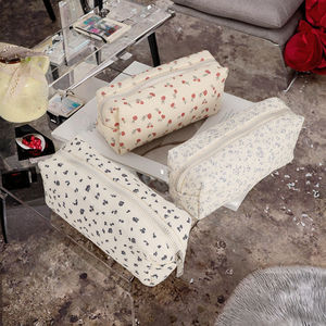 Sac de rangement portable en toile écologique de haute qualité, trousse à crayons à motifs, simple, pour fille, avec fermeture éclair, grande capacité, pour voyage - Product Image 3