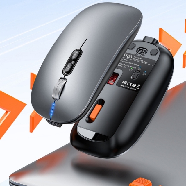 New Tri-mode BT Wireless Mouse with Power Display USB Type c Connection One Button to Return to the Desktop Silent Mouse