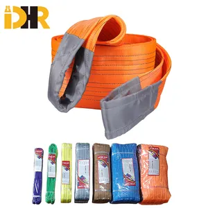 Factory Custom Heavy Duty Eye And Eye Polyester 1T 2T 3T 4T 5T 6T 8T 10T 12T Flat Webbing Sling Belt For Lifting Sling Straps