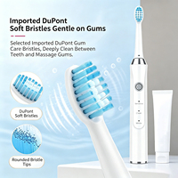 Brosse à dents électrique sonique rechargeable portable IPX7 avec logo personnalisé, pour adultes, avec têtes de rechange