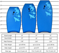 Planche de surf légère de qualité supérieure de 37 pouces en EPS pour enfants, motif à carreaux, pour la plage, capacité de charge de 20 kg, laisse de poignet incluse