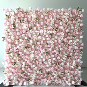 Pared de Flores Artificiales Blancas Frescas y Verdes Suaves, Fondo Minimalista para Propuesta de Matrimonio, Arreglo de Boda, Escenario - Product Image 4