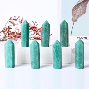 Vente en gros de pierres précieuses naturelles de haute qualité, pierres de guérison en cristal, tour de cristal d'Amazonite - Product Image 1