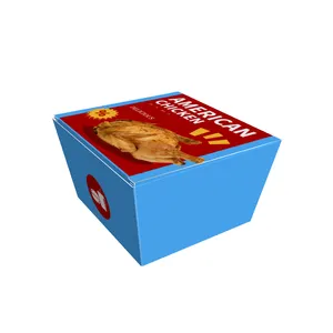 CMYK Printing Cardboard Fried Chicken Box Folding Flat Cardboard, Cookie Sweet Box Packaging Custom Print Shipping Party/