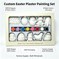 Kit de peinture sur plâtre de Pâques à faire soi-même, 10 figurines en plâtre non peintes, jouet d'artisanat DIY pour enfants