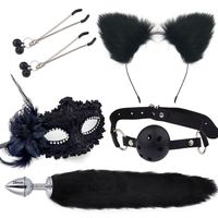 Ensemble Jeux Adultes Pince À Mamelon Collier De Cou Érotique Cosplay Queue De Chat Plug Anal Petit Pour Hommes
