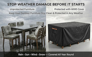 Housse de <span class=keywords><strong>protection</strong></span> pour mobilier de patio Oxford, housse <span class=keywords><strong>rectangulaire</strong></span> imperméable pour <span class=keywords><strong>table</strong></span> et chaises d'extérieur, résistante aux UV et au vent - Product Image 5