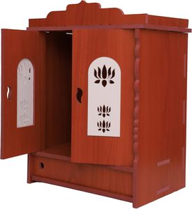 Handmade Customizable MDF Wooden Wall Temple for Home Business Office <strong>Pooja</strong> Mandir with Engraved <strong>Design</strong> and <strong>Doors</strong> - Product Image 5