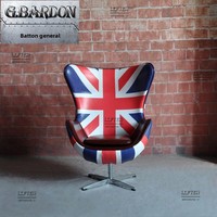 Chaise oeuf vin rouge bar à cigares chaise pivotante unique Union Jack Style britannique rétro personnalisé bureau ordinateur meubles de maison