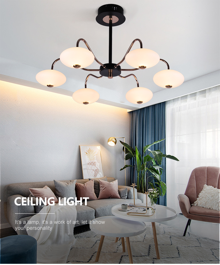 Nordic Style Modern 6Arms Decoration Club Dining Room Home Acrylic E27 Pendant Lamp