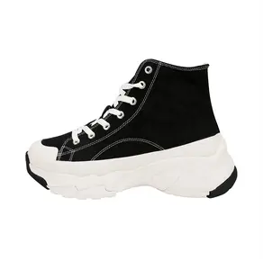 OEM/ODM SMD Chunky Canvas Trendy Sport Rubber Nice Girls Fashion High Top Shoes Sneakers Sole Breathable