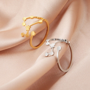 HOVANCI, anillos de acero inoxidable a la moda, joyería del zodiaco, anillo ajustable de 12 horóscopos con signo del zodiaco para mujeres y niñas, regalo de cumpleaños - Product Image 5