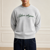 Individuelles Logo Lässiger Großer Jacquard-Buchstaben-Strickpullover Rundhals Langarm Jacquard-Strickpullover für Herren Großhandel