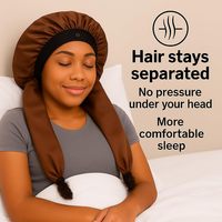Bonnet en satin soyeux pour dormir, pour femmes, avec large bande réglable, pour locs, cheveux longs, tresses bouclées, réduit la friction, prévient les frisottis, vente en gros