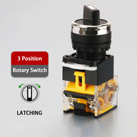 Sélecteur rotatif direct LA38 10A à poignée de maintien, 2 ou 3 positions, 1NO 1NC, 22mm pour panneau de machine