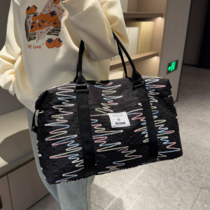 Fashion Geometric Irregular Pattern Travel Bags Portable Fitness Swimming <b>Storage</b> Bag Lightweight Duffle Bags - Product Image 3