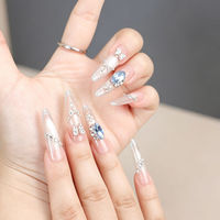 Ongles artificiels personnalisés en gros, avec paillettes et nœuds mignons, en acrylique à coller, pour les ongles de Noël