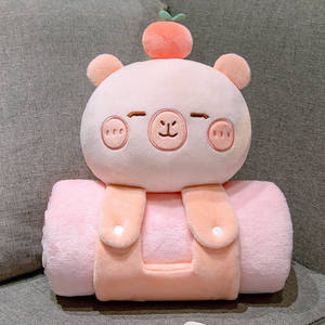 ผ้าห่มหมอน 2-in-1 ลายสัตว์น่ารัก ผลิตตามสั่ง ขายส่ง ผ้าฟลานเนลโพลีเอสเตอร์ 100% เนื้อนุ่มพิเศษ บรรจุในถุง PP Cotton OPP ช่วยคลายเครียด - Product Image 3