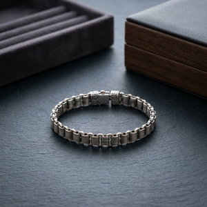 <b>Mens</b> Antique Silver Bracelet With Fine Charm Design Elegant Vintage Chain Jewelry For <b>Men</b> And Stylish Everyday Wear - Product Image 2