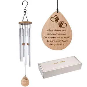 Hanging Sympathy Wind Chimes 32in Agarwood Remembrance Gifts Memorial Wind Chime in Memory of Loved One for Garden Patio