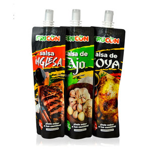 Pochette souple verticale avec <span class=keywords><strong>bec</strong></span> <span class=keywords><strong>verseur</strong></span> pour emballage de ketchup, pâte de tomate et sauce barbecue, en plastique et aluminium, fabrication OEM/ODM - Product Image 2