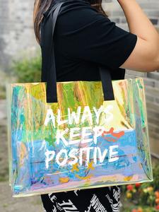 Custom Size and logo Waterproof Pvc Color clear Transparent Women Lady Pvc Handbag Promotional Shopping <strong>Beachbag</strong> - Product Image 2