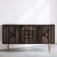 Meubles de salle à manger modernes buffet en bois armoire pieds en métal avec corps en bois finition table de buffet en bois