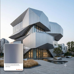 Panel Compuesto de Aluminio (ACP) de 4mm y 6mm, Color Plata, Lámina para Revestimiento de Fachadas Exteriores de Edificios - Product Image 2