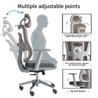 Chaise de bureau ergonomique moderne en tissu maillé respirant, hauteur réglable, pivotante à 360 degrés, avec support lombaire, dossier haut, pour école et hôtel