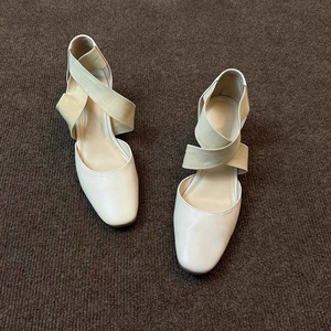 Cross-Strap Casual Hollow-Heel Ballet Pumps Retro Versatile 2026 New Style <b>Closed</b>-<b>Toe</b> <b>Sandals</b> with Straps - Product Image 6