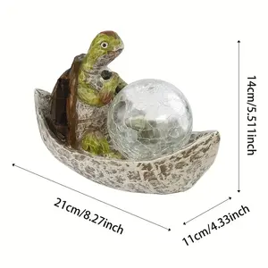 Tortue verte et <span class=keywords><strong>globe</strong></span> craquelé Sculpture en résine Festive LED-Lit Outdoor Christmas Display Figurine Ornament Inspiré par Anime Art - Product Image 6