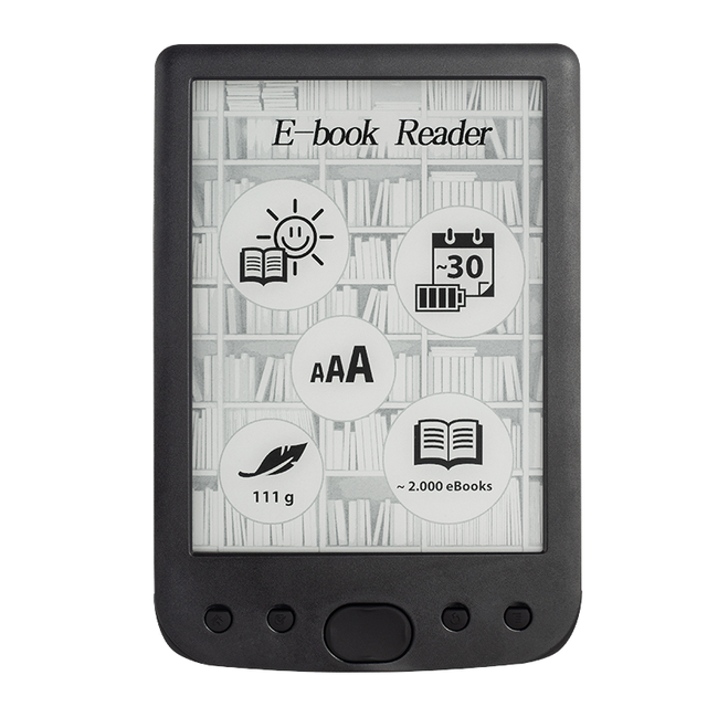 BK6025 6INCH Portable Digital Ebook Reader Backlight E-Ink Screen Black White English French Turkish Japanese Russian Spanish