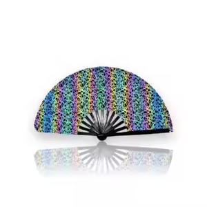 Abanico de Mano Grande de Bambú/Plástico Ecológico de 13 Pulgadas con Purpurina Morada, Tallado en Estilo Ángel, para el Año Nuevo Chino y Fiestas Rave - Product Image 5