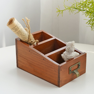 Wooden Cosmetic Storage <b>Box</b> Solid Wood Rectangular Retro Style Sundry Organizer Desktop Storage <b>Box</b> Customizable Size Engraved - Product Image 4