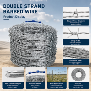 Rollo de Alambre de Púas para Cercas Agrícolas, Acero Galvanizado de Doble Hilo, para Delimitación de Campos y Pastizales, Tamaño Personalizado y Kit WNE-CS P - Product Image 1