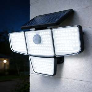 Lampe murale solaire à haute luminosité, LED réglable multi-angles, éclairage extérieur étanche IP65, lampe de sécurité à économie d'énergie pour cour - Product Image 1