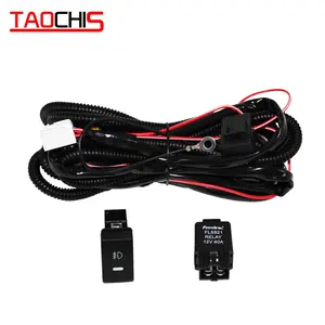 Taochis Mistlamp Kabelboom 12V 40A H11 35W 55W 5 Pins Aan-uit Knop Fog lamp Schakelaar Relais Kabel Zekeringen Voor Honda Fit Stad