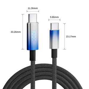 พร้อมส่งอุปกรณ์เสริมโทรศัพท์มือถือแอนดรอยด์ USB C LCD Display Pd 100W 5A สาย USB C TO C Flex ดาต้าที่มีการชาร์จ - Product Image 4