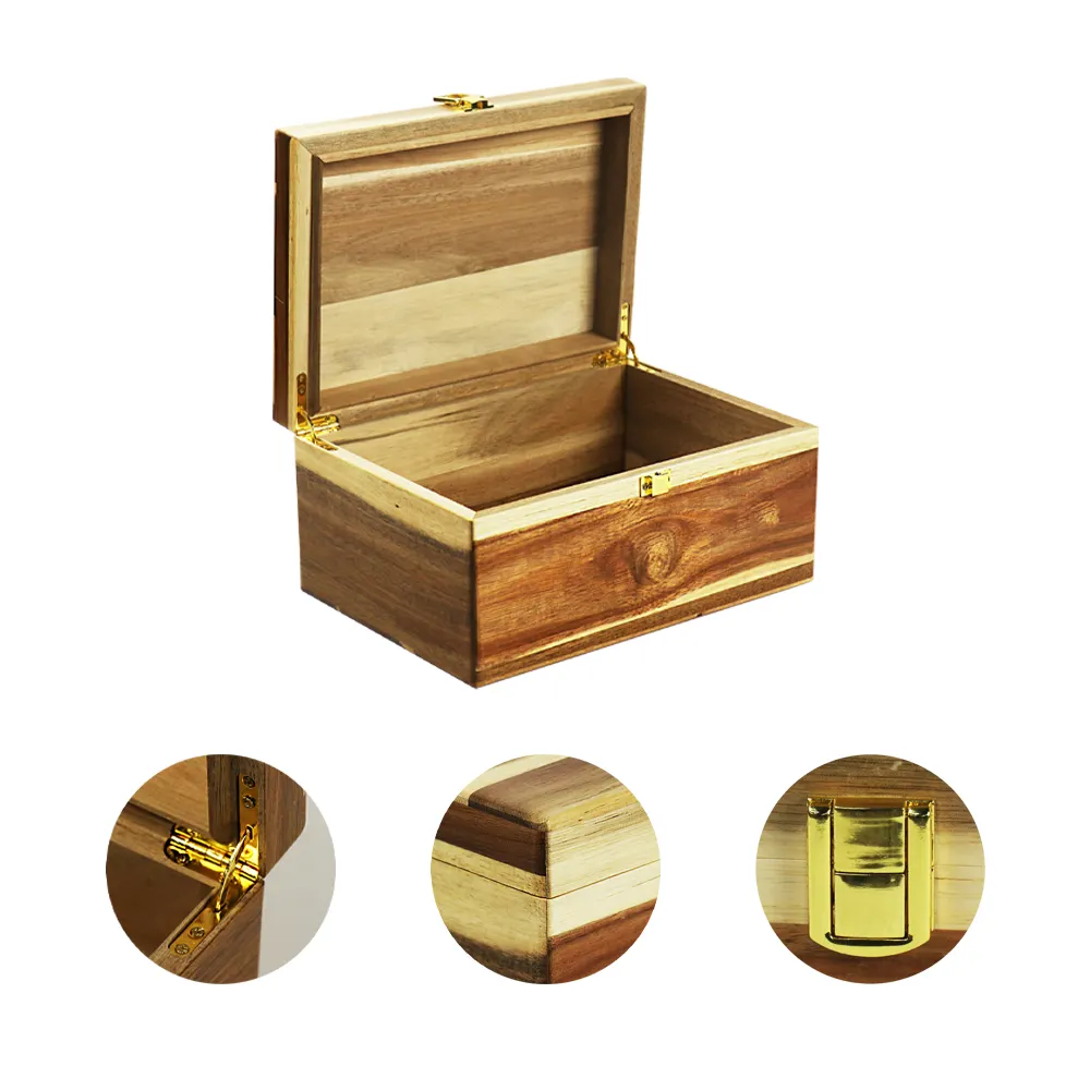 विंटेज ठोस लकड़ी के लपेटें क्लैमशेल उपहार बॉक्स लकड़ी घरेलू लकड़ी गहने भंडारण बॉक्स