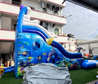 Toboggan Gonflable avec Piscine et Château Gonflable Combiné, Commercial, pour Enfants, Extérieur, Jardin, Fête, en PVC