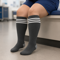Chaussettes de compression montantes pour femmes grandes tailles, personnalisées, 15-20 mmHg, à compression graduée, pour mollets larges, côtelées, longues, pour soins, OEM, vente en gros