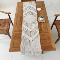 Chemin de table en lin fait main en macramé, décoration de table bohème pour mariage, couverture et nappe