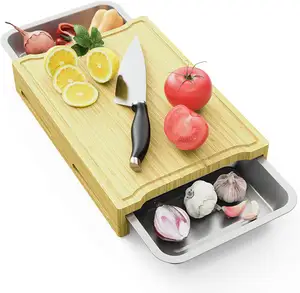 बांस काटने बोर्ड काटने बोर्ड घरेलू रसोई उपकरण दराज स्टेनलेस स्टील प्लेट Multifunctional सब्जी बरतन